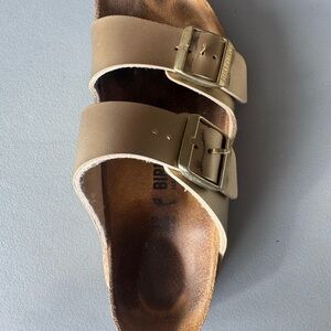 Birkenstock Brown Sandals with Gold Buckle